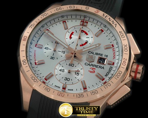 태그호이어 Carrera 16 Senna Ed Chrono RG/RU White Jap OS20 Qtz -TAG0272A