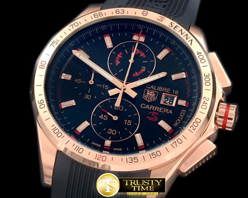 태그호이어 Carrera 16 Senna Ed Chrono RG/RU Black Jap OS20 Qtz -TAG0272C