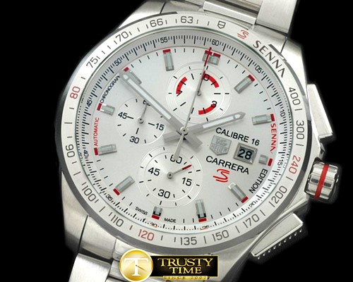 태그호이어 Carrera 16 Senna Ed Chrono SS/SS White Jap OS20 Qtz -TAG0273A