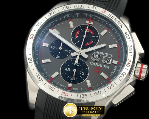 태그호이어 Carrera 16 Senna Ed Chrono SS/RU Grey Jap OS20 Qtz -TAG0274B