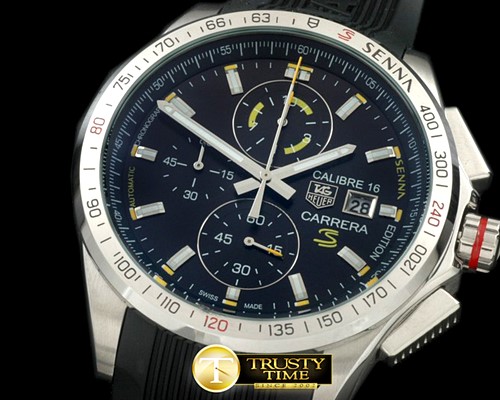 태그호이어 Carrera 16 Senna Ed Chrono SS/RU Black Jap OS20 Qtz -TAG0274C