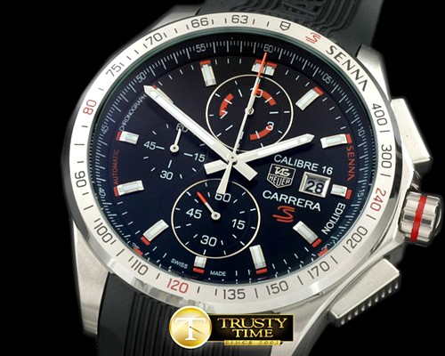 태그호이어 Carrera 16 Senna Ed Chrono SS/RU Black Jap OS20 Qtz -TAG0274E
