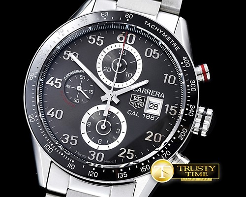 태그호이어 Carrera Date 43mm Cal. 1887 SS/SS Grey Asia 7750 -TAG0293