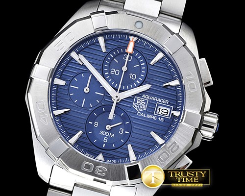 태그호이어 Aquaracer Calibre 16 Chronograph SS/SS Blue VK Quartz -TAG0298B