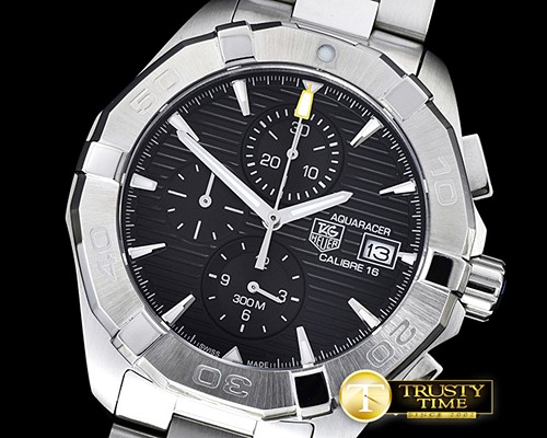 태그호이어 Aquaracer Calibre 16 Chronograph SS/SS Blk VK Quartz -TAG0298C