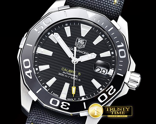 태그호이어 AquaRacer Calibre 5 Cer Bez SS/NY Black V6F Asia 2824 -TAG0304