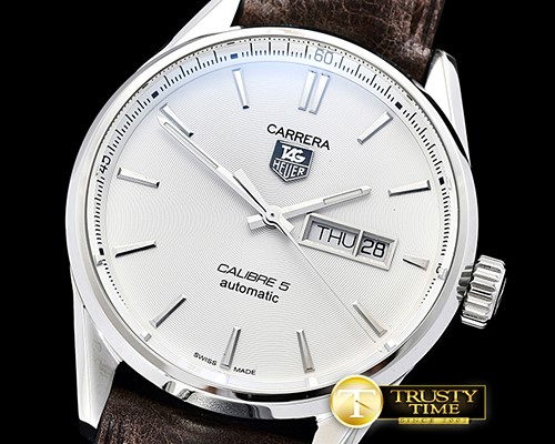 태그호이어 Carrera Calibre 5 Automatic SS/LE White ANF Asia 2824 -TAG0308A