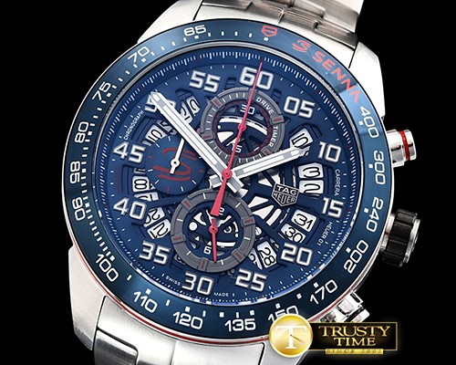 태그호이어 Carrera Senna Edition SS/SS Blue/Num VK Quartz -TAG0320C