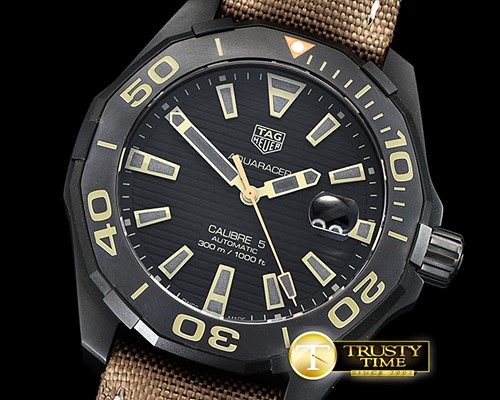 태그호이어 Aquaracer Caliber 5 43mm DLC/NY Blk/Org V6F A2824 -TAG0322B