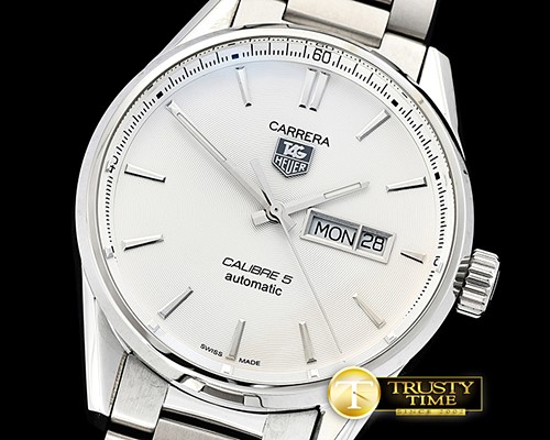 태그호이어 Carrera Calibre 5 Automatic SS/SS White ANF Asia 2824 -TAG0323A