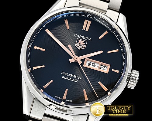 태그호이어 Carrera Calibre 5 Automatic SS/SS Blk/RG ANF Asia 2824 -TAG0323E