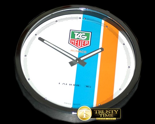 태그호이어 Dealer Clock Monaco Gulf Style SS/Wht Swiss Quartz -TAGCLK002