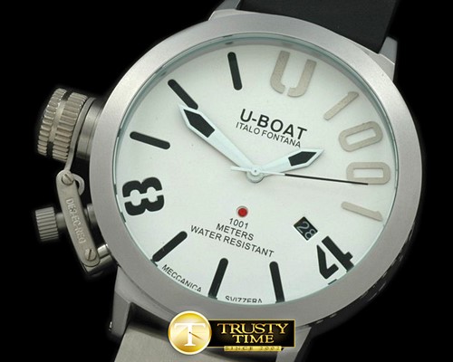 U-BOAT Classico U1001 SS/RU Wht/BlkAsian 2813 21J -UB023A