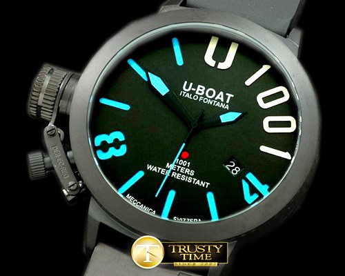 U-BOAT Classico U1001 PVD/RU Blk/Blue Asian 2813 21J -UB024C