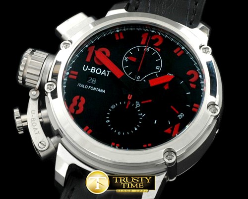 U-BOAT Chimera Side View SS/LE Blk/Red Jap Qtz -UB027D