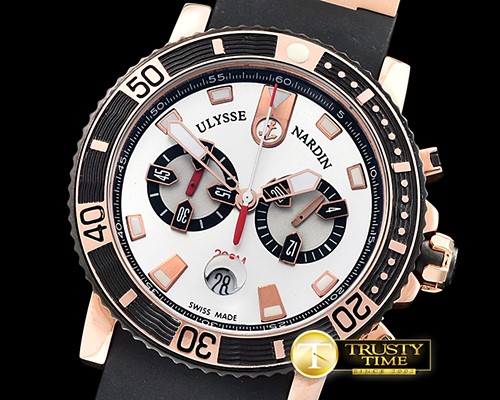 U-BOAT Maxi Marine Chronograph RG/RU White Jap OS20 Qtz -UN047A