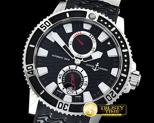 U-BOAT Maxi Marine Diver 45mm SS/RU Black Asia 23J Mod -UN051