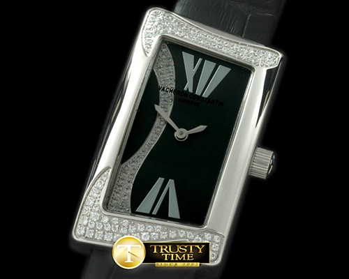 바쉐론콘스탄틴 1972 Ladies SS/Diam/LE Black Swiss Qtz -VC062B