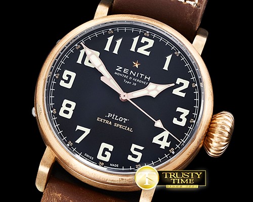 제니스 Type 20 Pilot Extra Special BR/LE Black XF A2824 Mod -ZEN030A