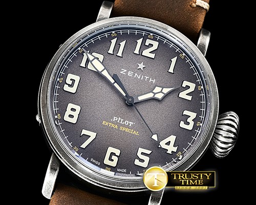 제니스 Type 20 Pilot Extra Special SS/LE Grey XF V2 A2824 Mod -ZEN035