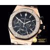 오데마피게 Royal Oak Ladies Chrono RG/RU Diam Bez Black VK Qtz -AP0344A