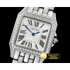 까르띠에 Santos Demoiselle Ladies Diams SS/SS Wht Swiss Quartz -CAR0384C