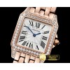 까르띠에 Santos Demoiselle Mens Diams RG/RG Wht Swiss Quartz -CAR0385F