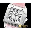 까르띠에 Santos 100 Midsize 33mm SS/LE (Pink) Wht NH05 Mod -CAR0446