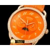 에르메스 Arceau Calendar RG/LE Orange Jap Quartz -H016A