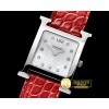 에르메스 Hermes HOUR Ladies SS/LE Red White MOP MKF Swiss Qtz -H021A