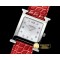 에르메스 Hermes HOUR Ladies SS/LE Red White MOP MKF Swiss Qtz -H021A