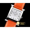 에르메스 Hermes HOUR Ladies SS/LE Orange White Num MKF Swiss Qtz -H021D