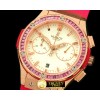위블로 Ladies Classic Fusion Chrono RG/RU Wht/Pink Jap Qtz -HUB0248E