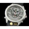 아콥 5Time Zone Skull SS/RU Diam Swiss Orig Quartz -JAC009C