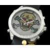 아콥 5Time Zone Skull SS/RU Diam Swiss Orig Quartz -JAC009D