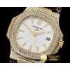 파텍필립 Nautilus Mens 40mm Diams YG/LE White Sticks V2 MY9015 -PP0270