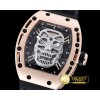 리차드밀 Skull Tourbillon RG/RU Black Asian 21J Decorated Movt -RM086B