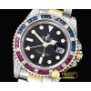 롤렉스 GMT II Red/Blue Rubies YG/SS Blk BP A3186 Mod -ROLGMT121A