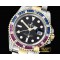 롤렉스 GMT II Red/Blue Rubies YG/SS Blk BP A3186 Mod -ROLGMT121A